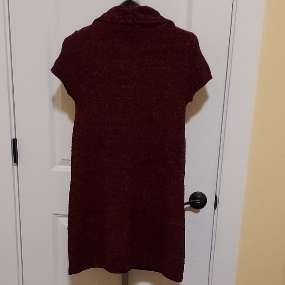Burgundy Knit Cowl Neck Dress - Picture 2 of 10